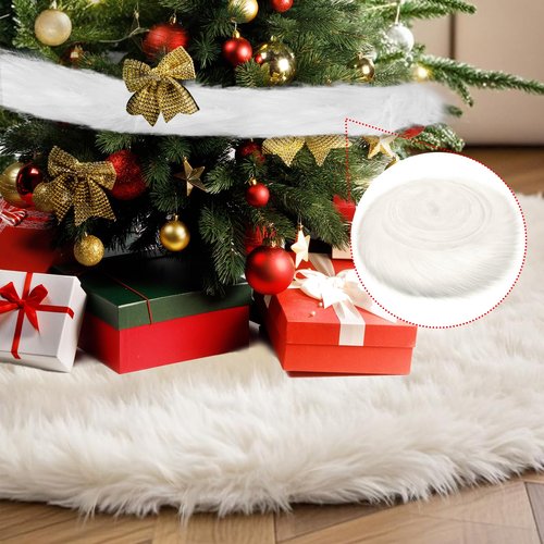 48 Inch White Faux Fur Christmas Tree Skirt Plush Christmas Tree Skirt Christmas Decorations Xmas Tree Decoration.