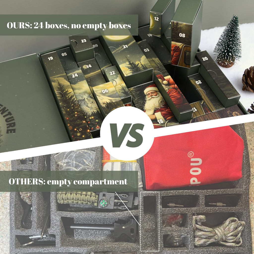 Survival Advent Calendar | 2025 Survival Kits for Men - 24 Days of Outdoor Adventure Gifts