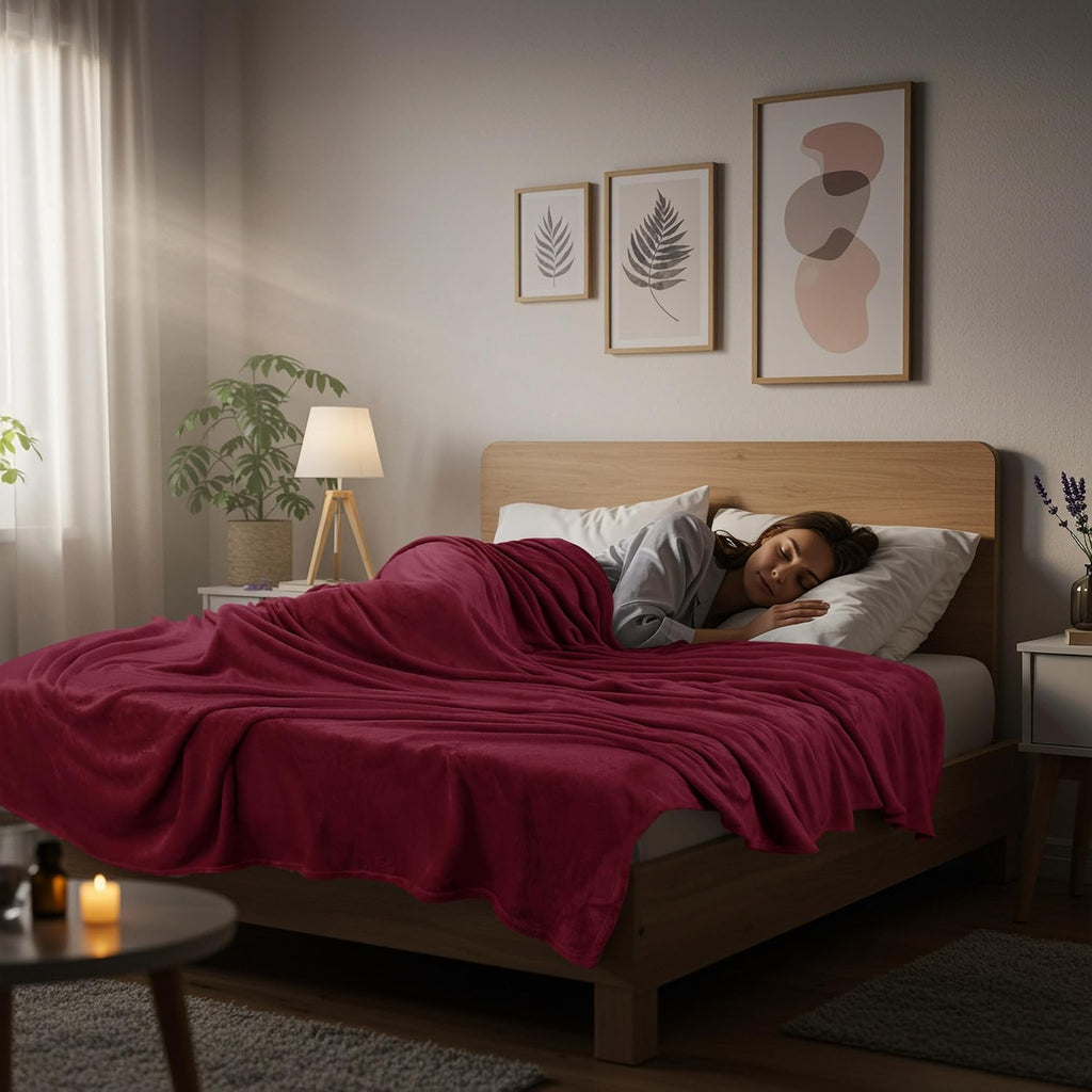 Utopia Bedding Fleece Blanket - Luxury Soft Microfiber | Queen Size Burgundy 300GSM (90x90 Inch)