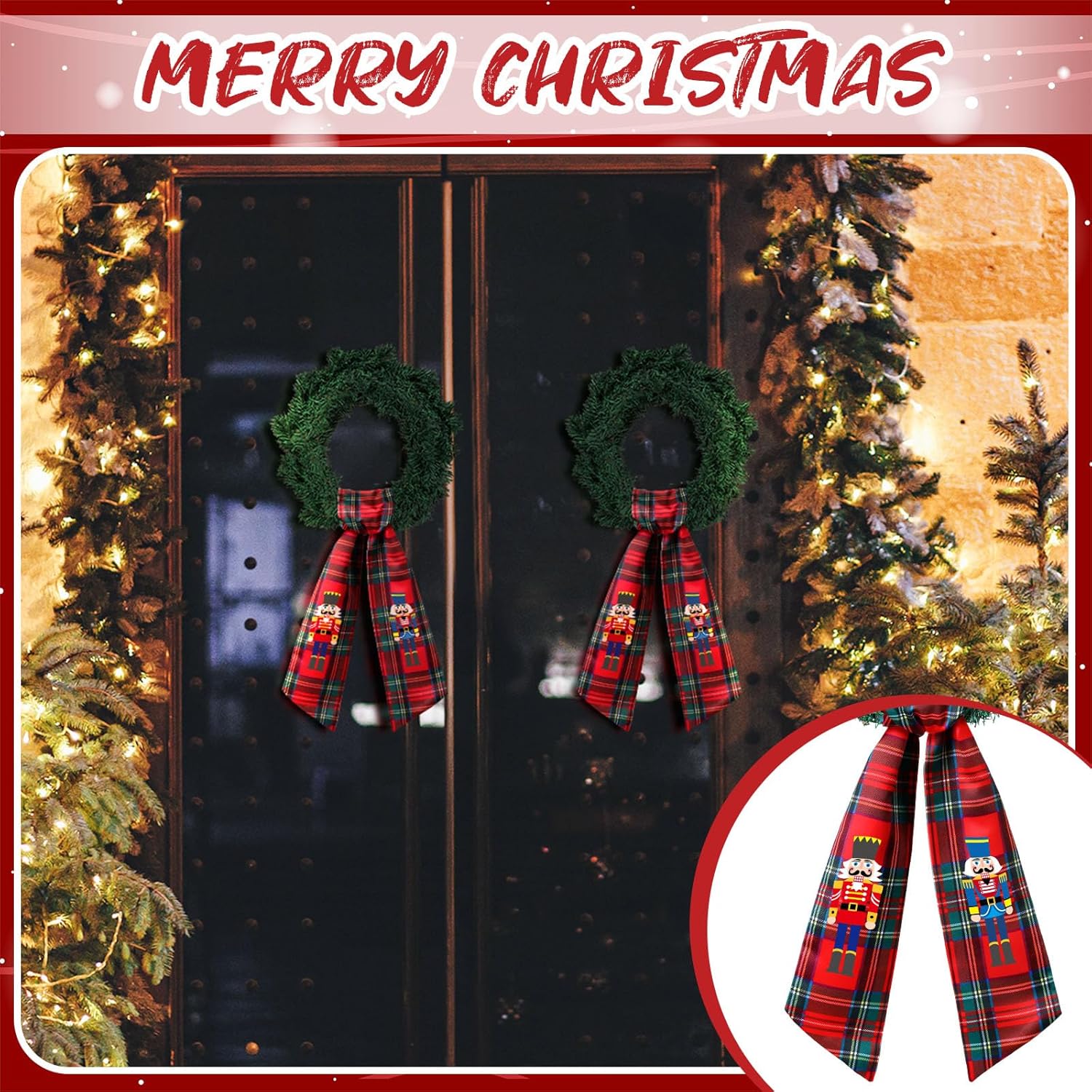 Monogrammed Wreath Sash by [Brand Name] - Elegant Satin Ribbon for Indoor/Outdoor Decor | Red & Black