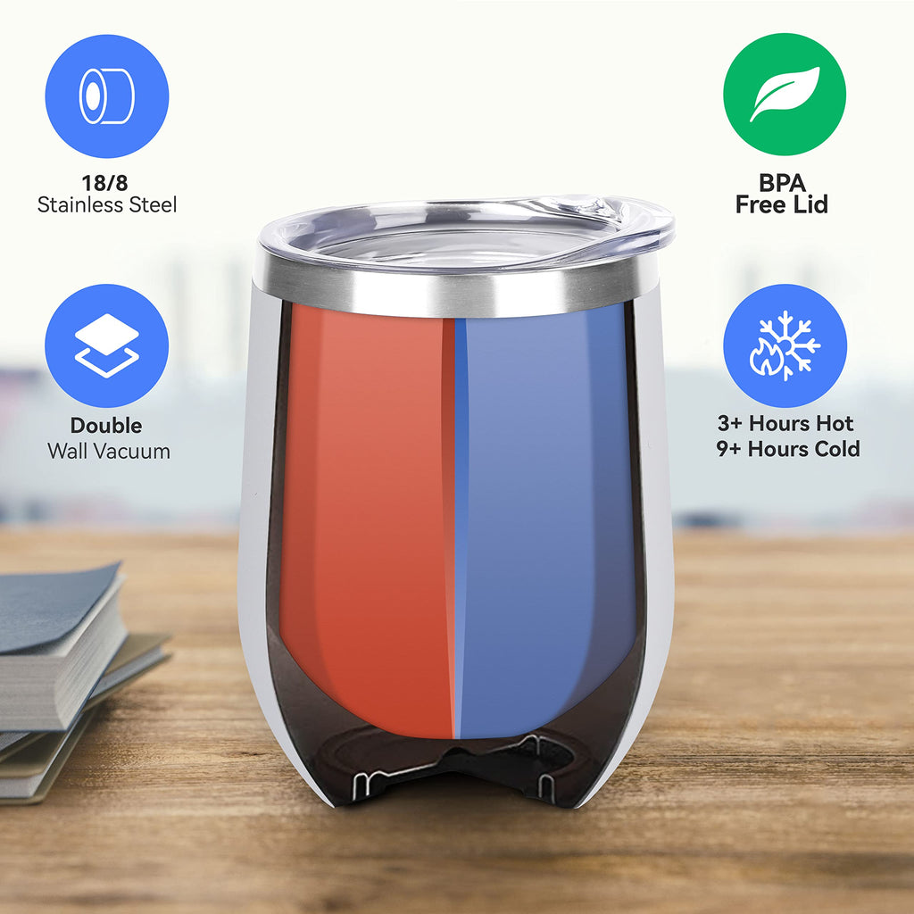 DOMICARE Stainless Steel Wine Tumbler Bulk with Lid, Personalized White Insulated Tumblers Set, 12oz Travel Coffee Cups Pack of 16