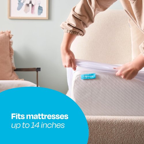 Linenspa Waterproof Mattress Protector - Queen Size, Breathable & Machine Washable, White