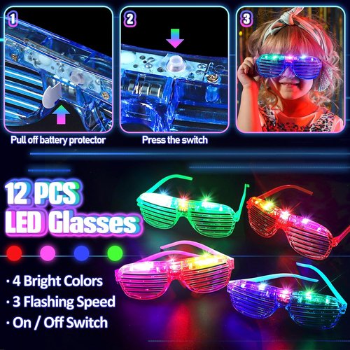 Glow in the Dark Party Supplies - 150PCS Set with Glasses, Headbands & Glow Sticks | Neon Fun for Kids & Adults