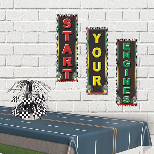 Beistle 9 Piece Racing Decorations Sports Theme Cut Outs 20" x 6"