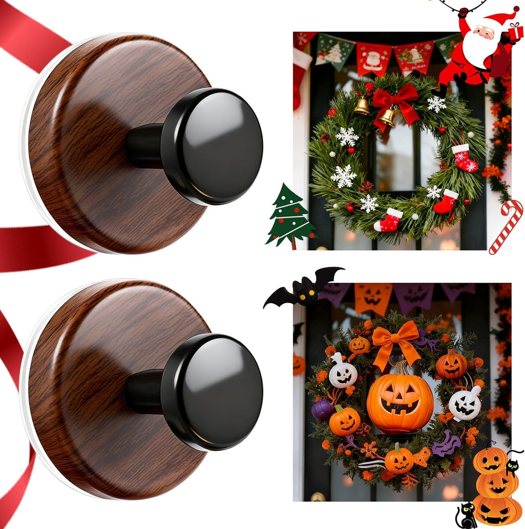 Skiennix 2-Pack Wreath Hanger - Heavy Duty Suction Cup Hook for Front Door | Versatile for All Holidays