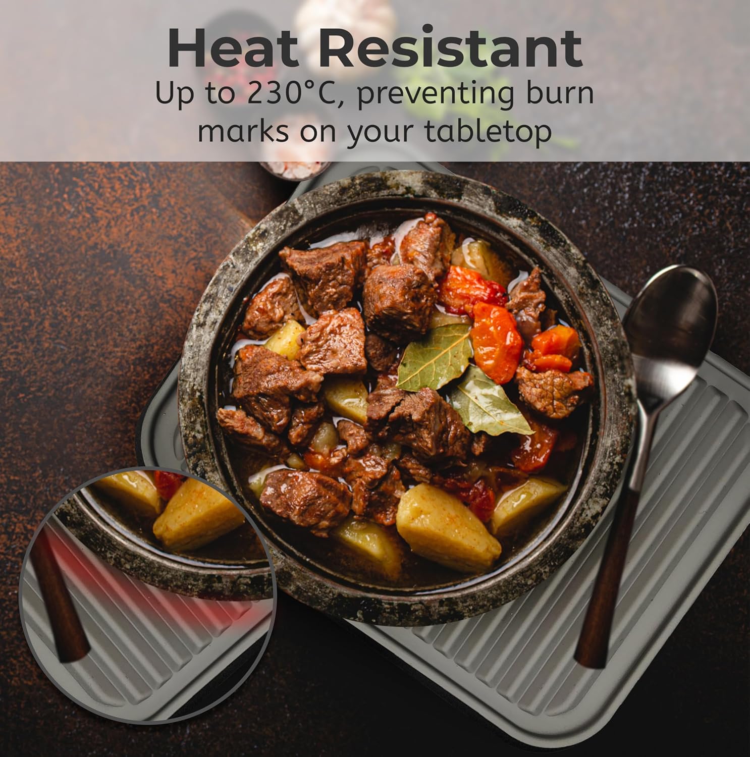 Silicone Trivets | Heat-Resistant Pot Holders for Hot Dishes - 2 Pack (9 x 12 Inch) - Grey Counter Mats