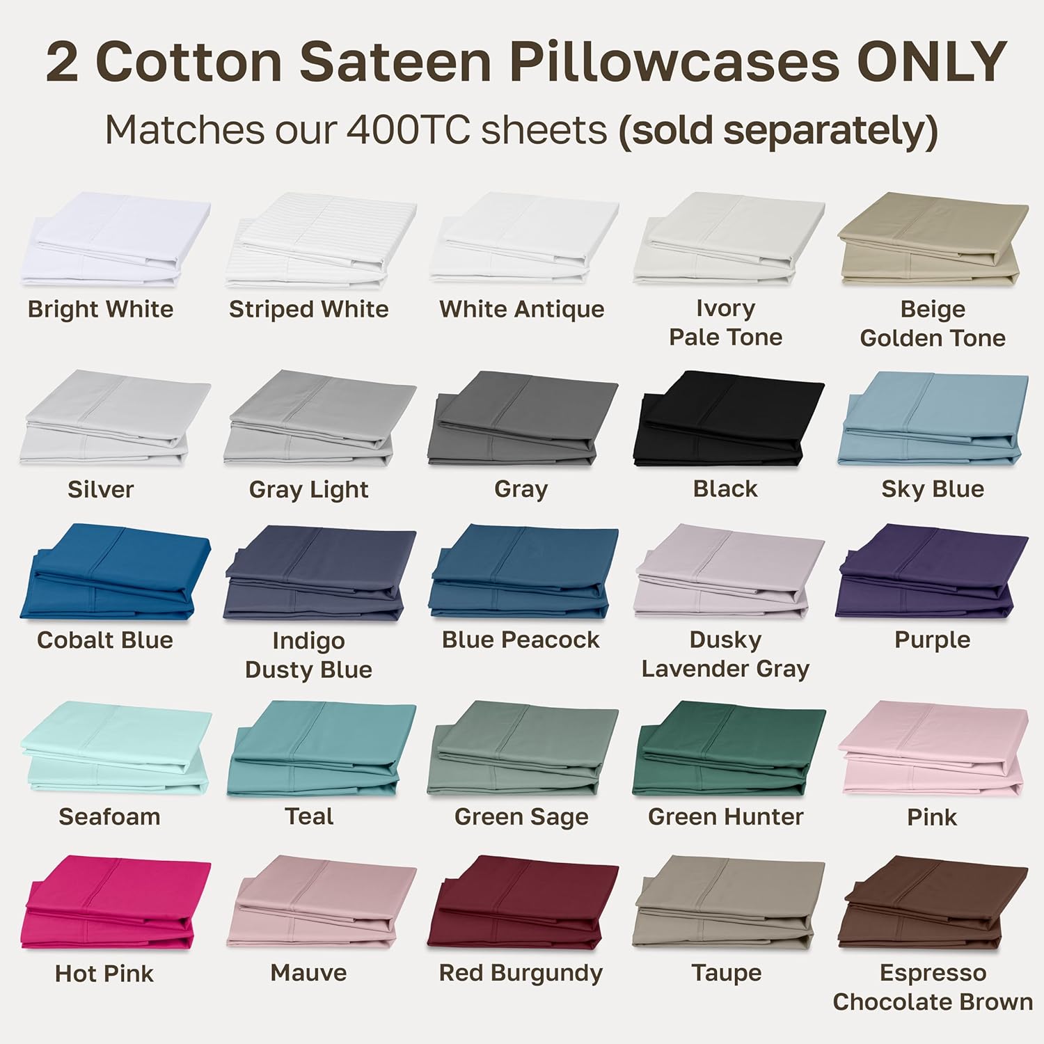 California Design Den Cotton King Pillowcase Set - 400 Thread Count, 100% Soft Cotton - Espresso Brown, Set of 2