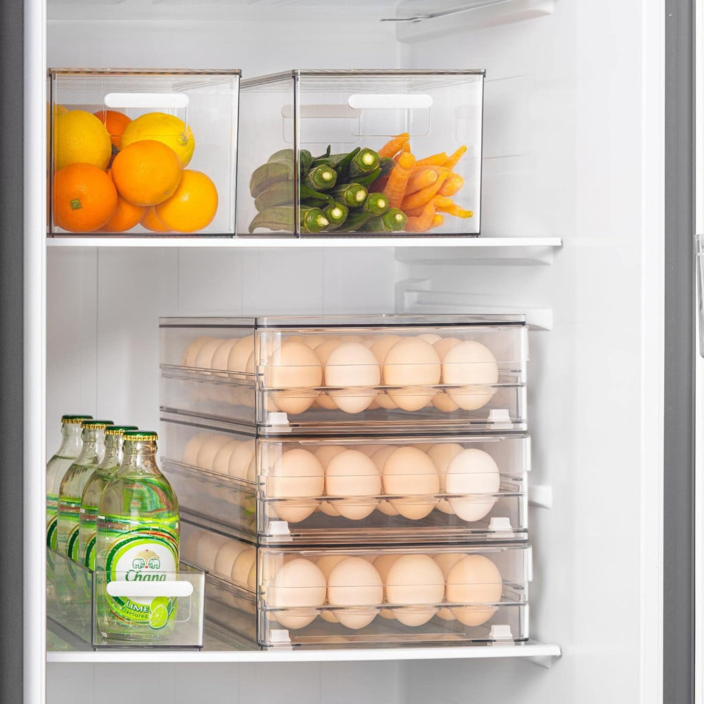 Vacane 24 Capacity Egg Holder - BPA Free Refrigerator Organizer with Non-Slip Pads | Space-Saving Egg Tray