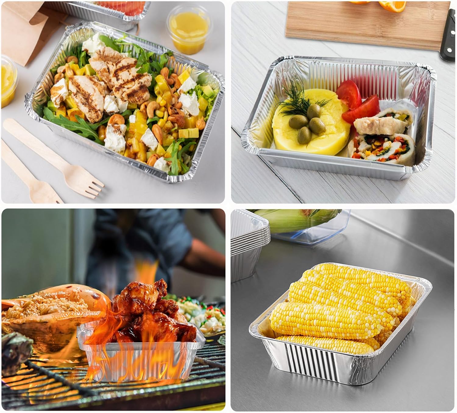Notwoe® Disposable Aluminum Baking Pans - 55 Pack with Lids | Combo Set 12x8, 8x6, 8x5 Square
