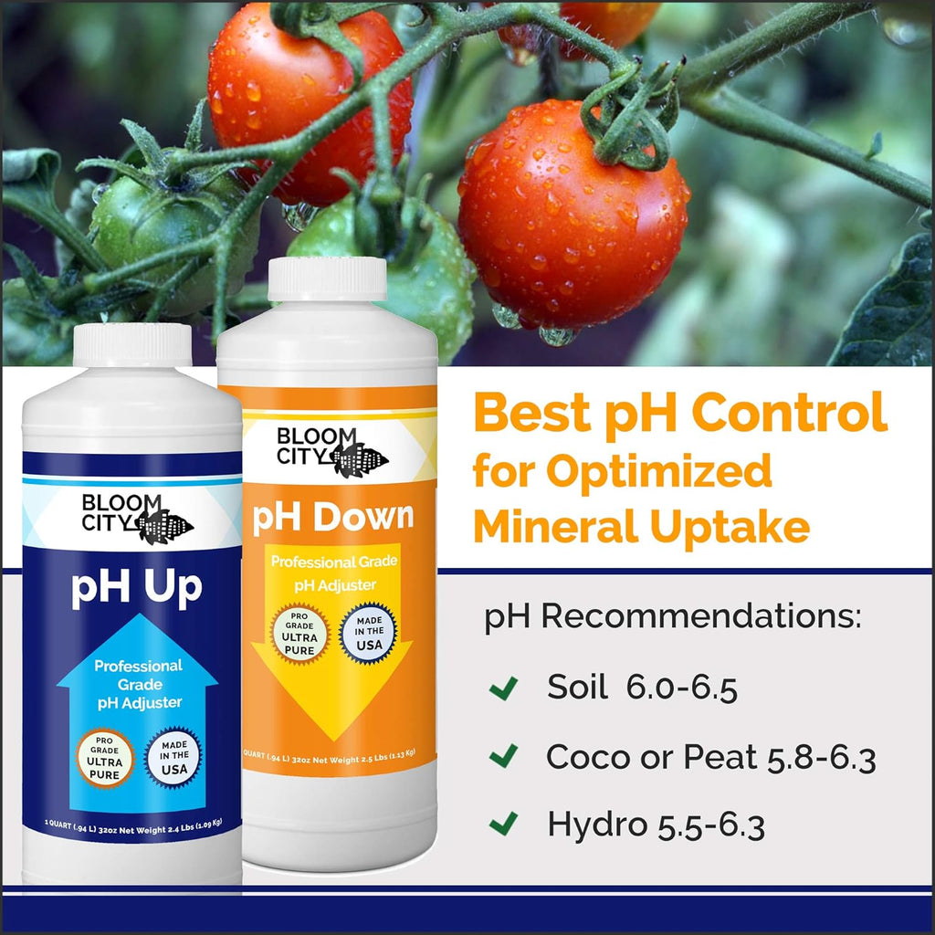 Bloom City pH Control Kit - Professional pH Up & Down for Optimal Nutrient Uptake | Two 1/2 Pint Bottles (16 oz)