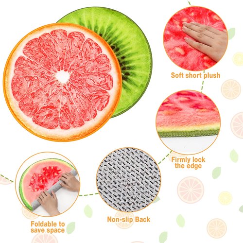 Tinideya 8 Pcs Fruit Carpet Circle Seats for Classroom Sitting 15 Inch Small Floor Cushions Round Classroom Rugs Bulk for Home Decorations School Group Activity