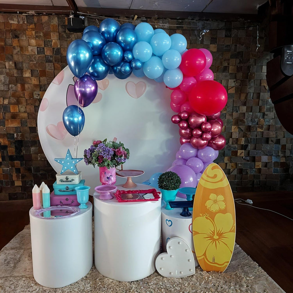 Macaron & Metallic Blue Pink Balloons - 12 Inch Gender Reveal & Baby Shower Party Decorations