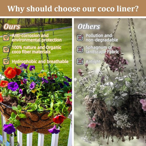 Legigo 10-Inch Coco Liners - 4 Pack Natural Coconut Fiber Replacement for Hanging Baskets
