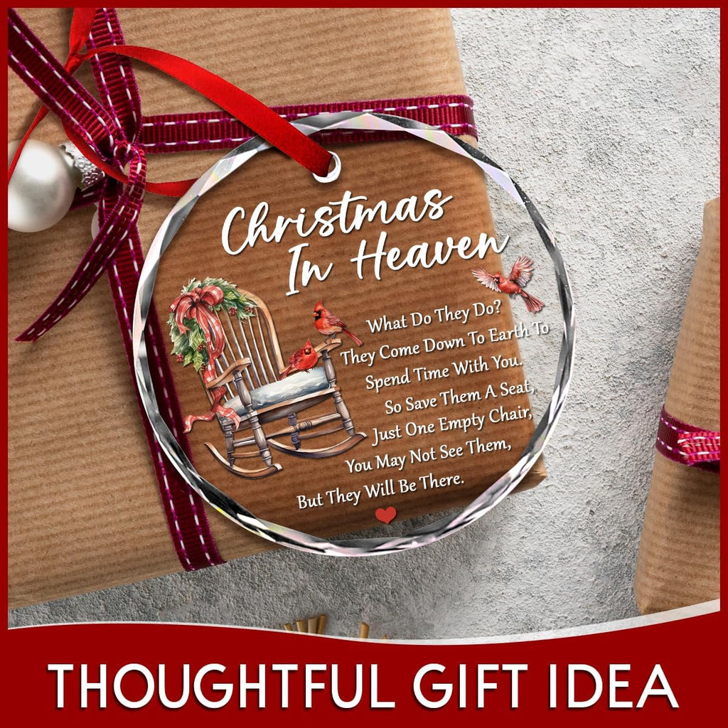 Regine Switzerland Christmas Glass Ornaments - Memorial Gifts for Loved Ones | Heaven Ornament with Empty Chair