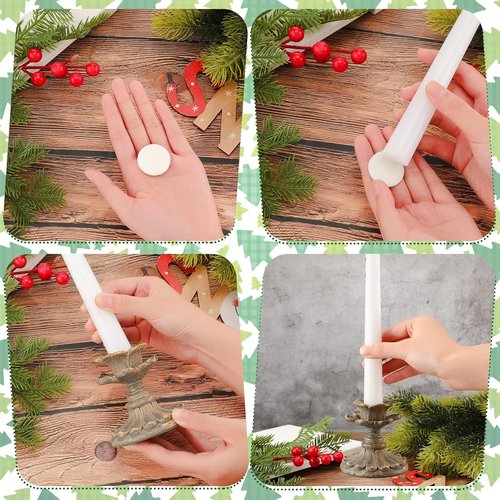 Geyee Candle Grips - 24 Pcs Adhesive Snugger Holders for Taper Candles | Perfect for Weddings & Holidays