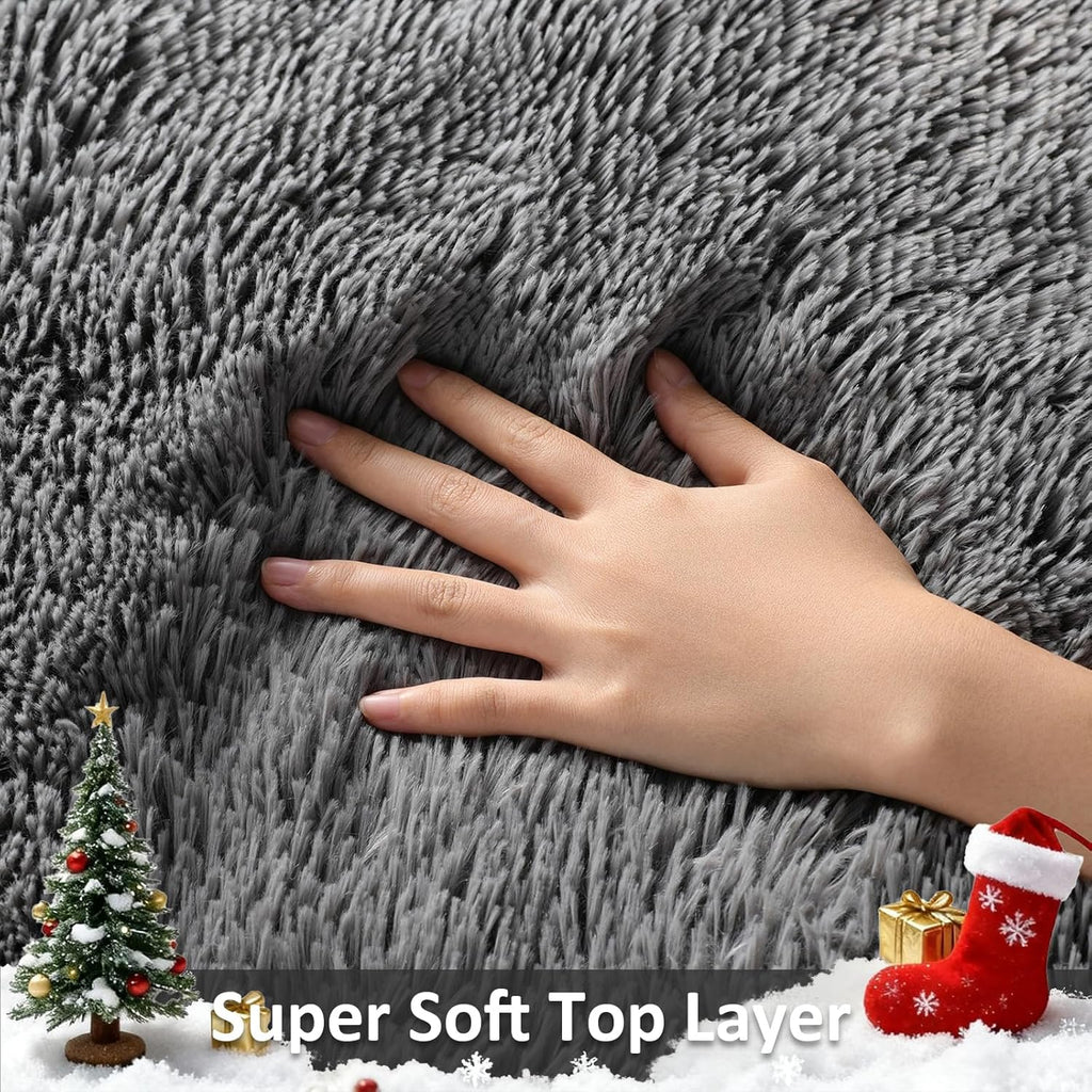 Ophanie Area Rugs - Large 9x12 Grey Shag Carpet | Soft Thick Indoor Rug for Living Room & Nursery