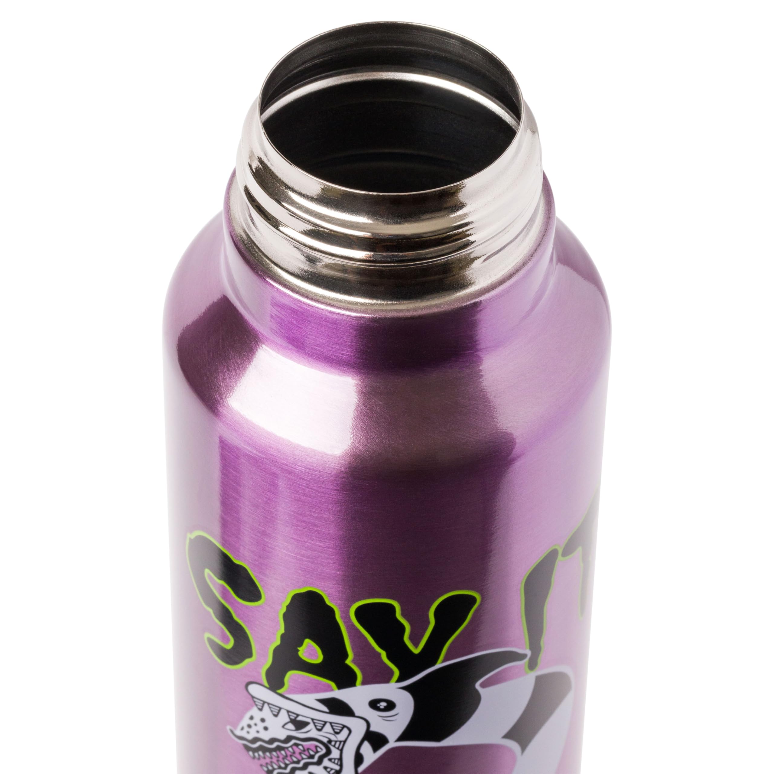 Silver Buffalo Beetlejuice “Say it Three Times” Featuring Sandworm Stainless Steel Water Bottle with Strap, 27 Ounces