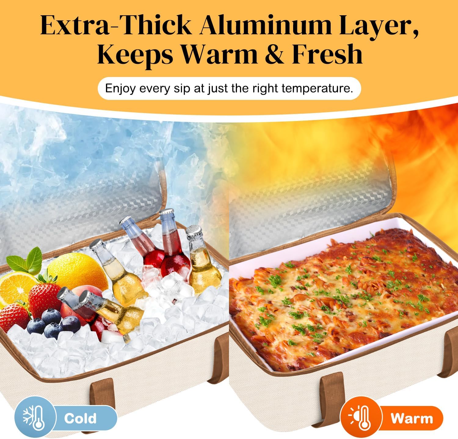 Coobiiya Insulated Casserole Carrier - Keeps Food Hot or Cold | Portable Tote Fits 9" x 13" Dish