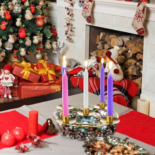 Jingmore Christmas Advent Candle Holders - Rustic Metal Wreath Ring for Pillar Candles | 2 Pcs Set
