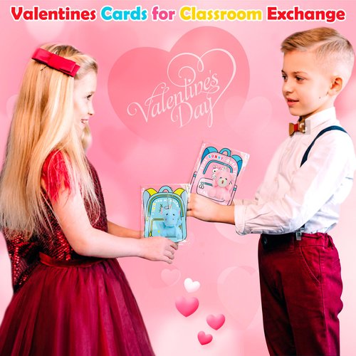 Valentines Day Gifts for Kids, 28 Pack Valentines Cards with Animals Plush Toys, Mini Stuffed Animal Keychain Bulk for Classroom Exchange School Prizes Valentine's Party Favor for Toddlers Boys Girls