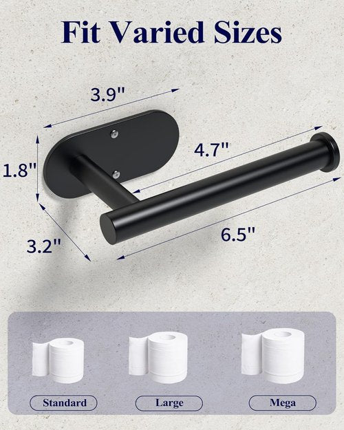 Kitsure Toilet Paper Holder - Premium Waterproof Stainless Steel Wall-Mount | Ideal for Bathroom & RV, Black 6.5" L