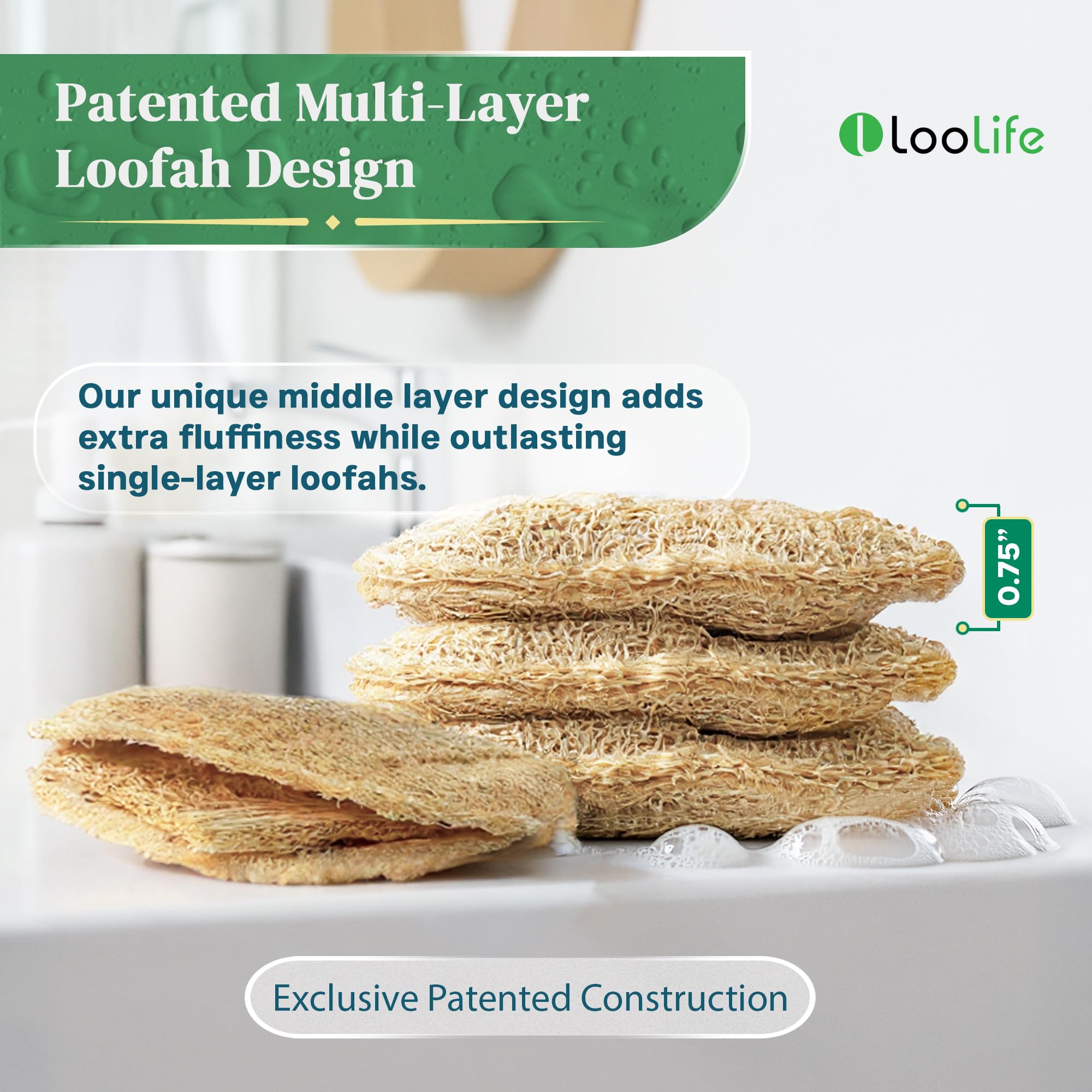 Natural Loofah Kitchen Sponge (3 Pack) - Natural Sponges for Dishes - Eco Friendly and Compostable Sponges - Biodegradable Plant Based Kitchen Dish Sponge - Plastic Free Dish Scrubber
