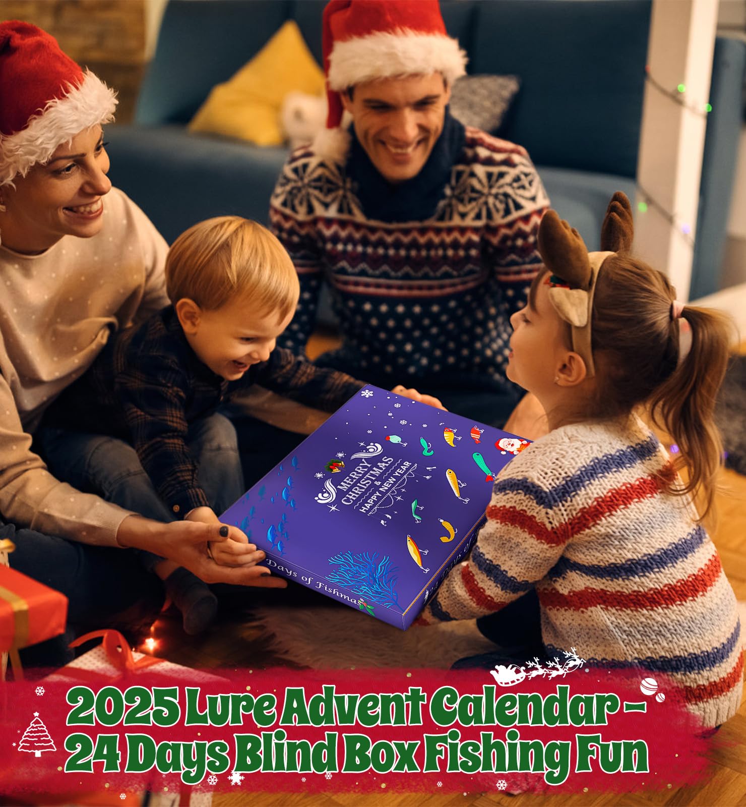 Fishing Lure Advent Calendar 2025 24 Days of Fishing Bait Christmas Advent Calendar 2025 Fishing Gift for Fishermen Adult Teen Boys Mystery Tackle Box Surprise Countdown