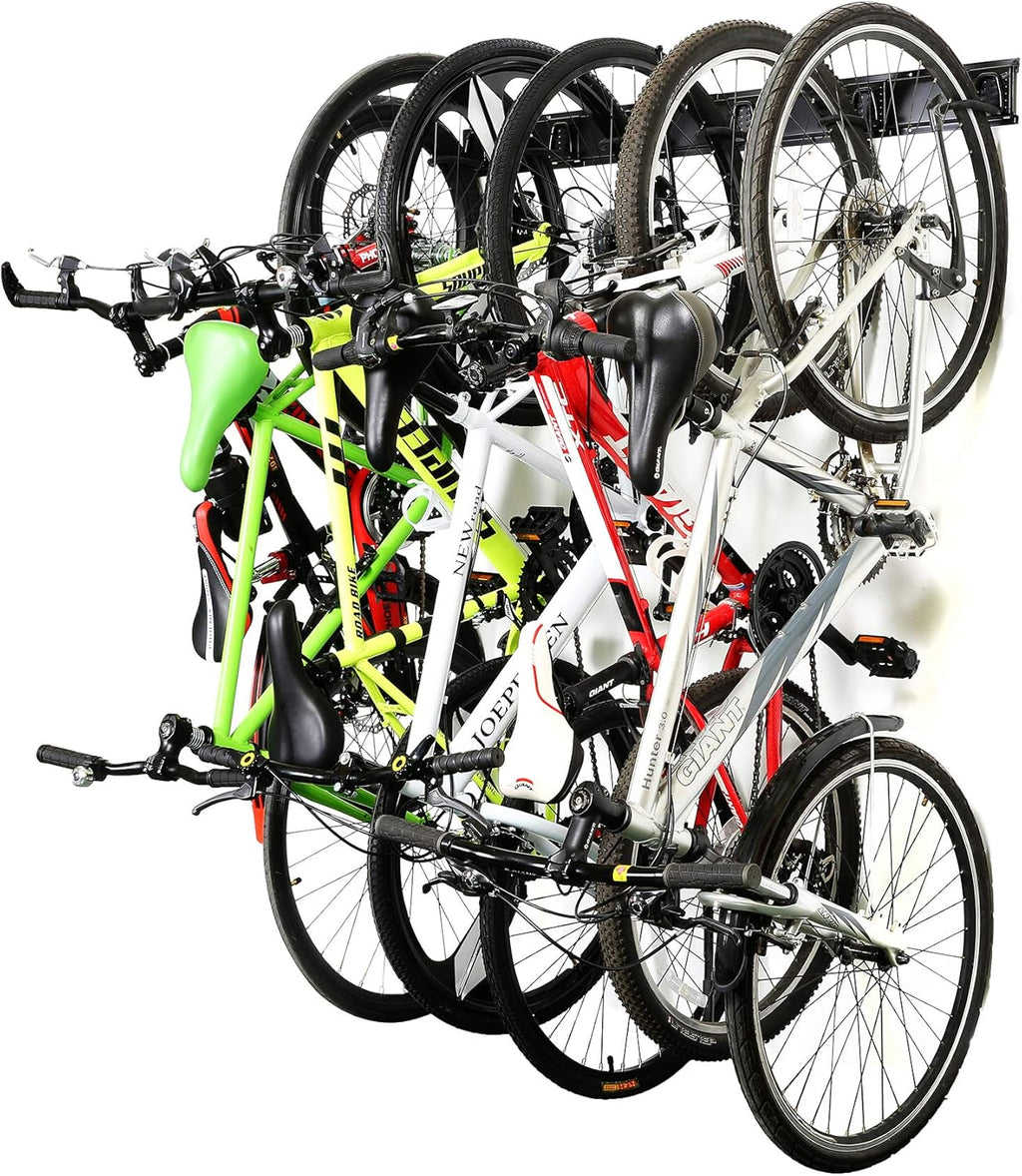 Ultrawall Stainless Steel Bike Storage Rack - Wall-Mounted Hanger for 6 Bikes | Holds Up to 300lbs, Black