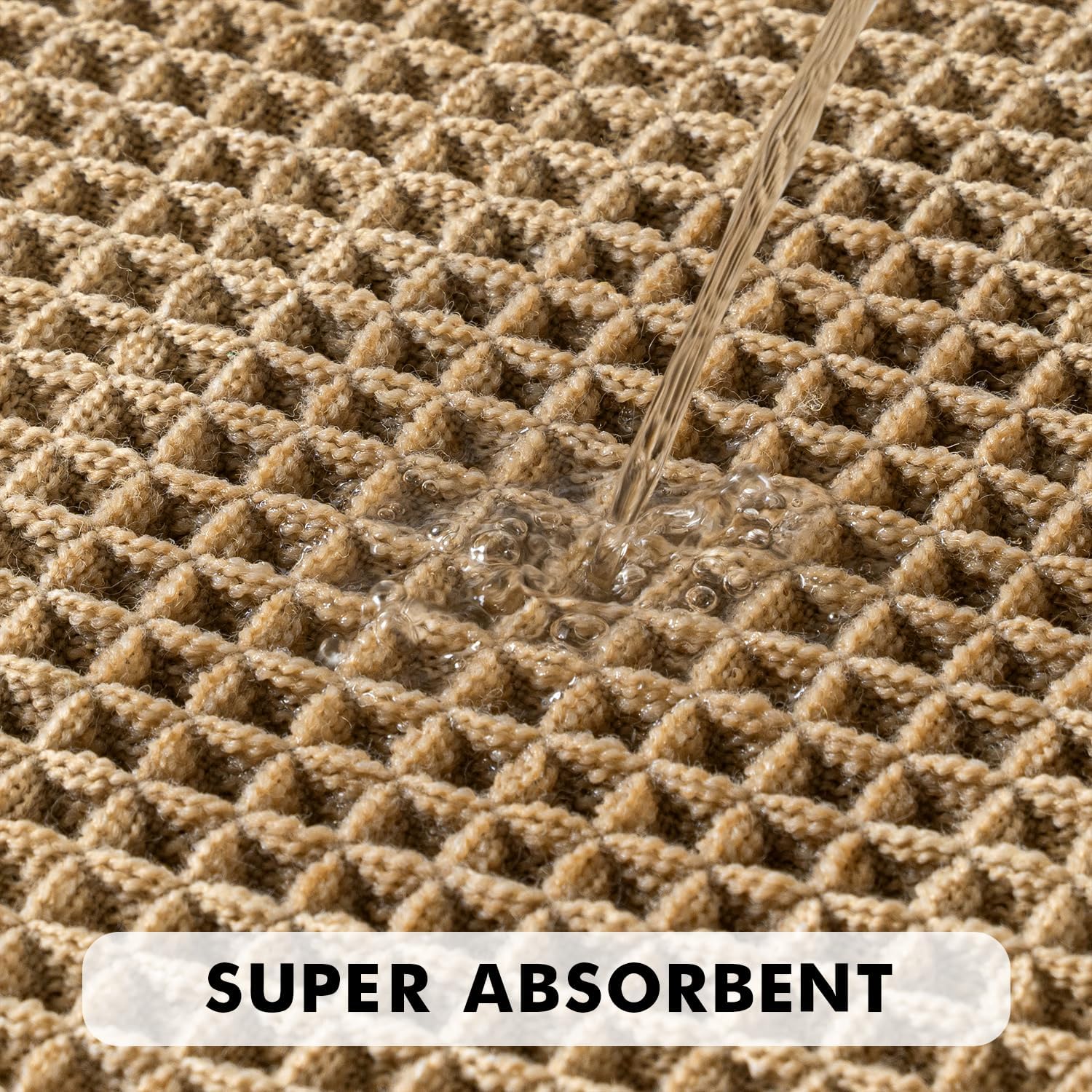 MIULEE Waffle Bathroom Rugs Set of 2 - Non-Slip, Super Absorbent & Ultra Soft | Brown, 18x30 Inch