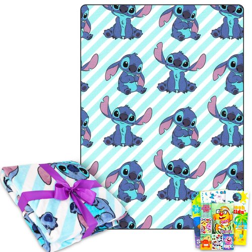 Lilo and Stitch Fleece Blanket Set - Bundle with Soft Lilo and Stitch Blanket Plus Tattoos, More for Kids, Adults, Children | Cozy Lilo and Stitch Fleece Blanket 50" x 70