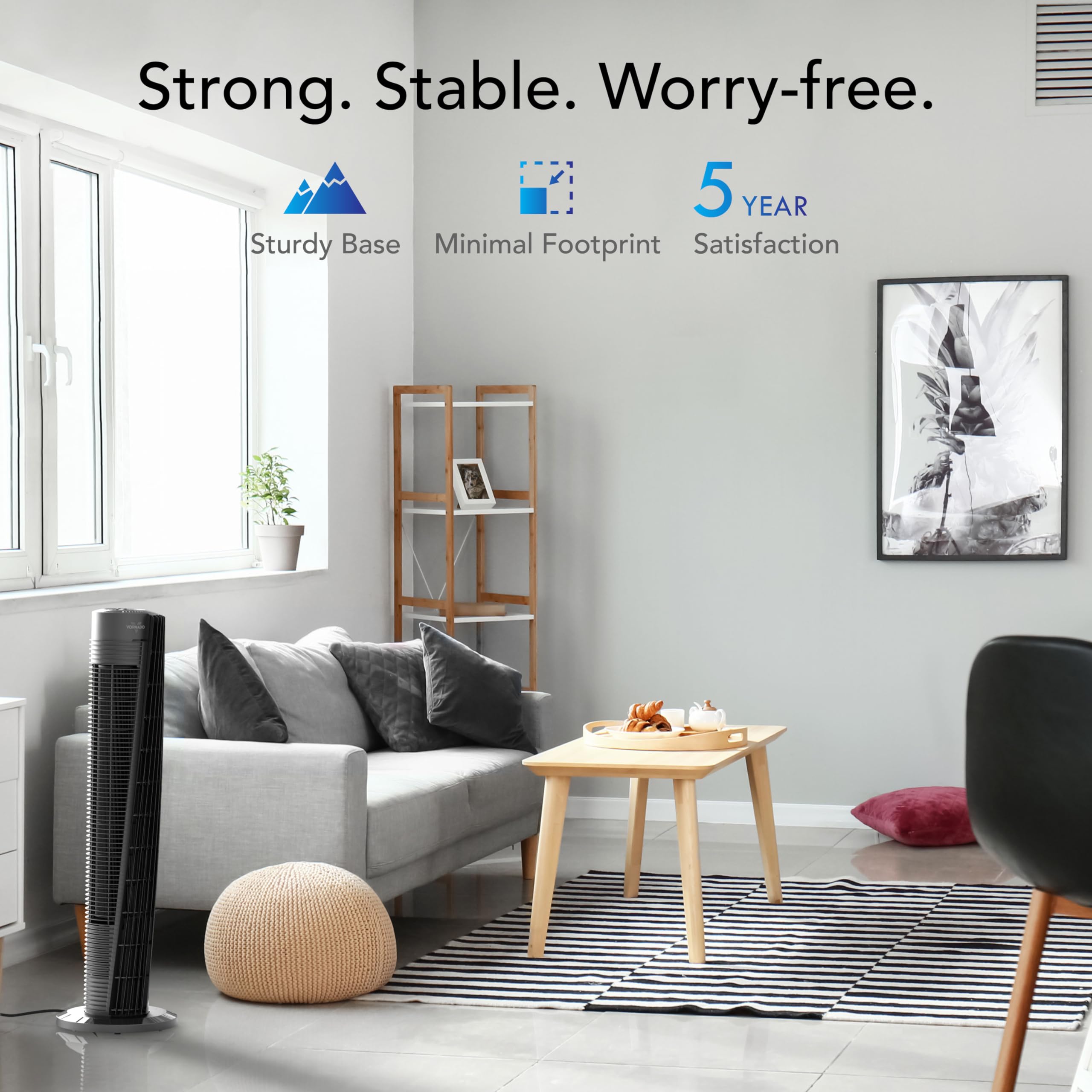 Vornado OSC84 41" Whole Room Oscillating Tower Fan, Remote Control, 70-Degree Oscillation, Quiet Operation, 4 Speed Settings, 8-Hour Timer, Powerful Air Circulation, Black