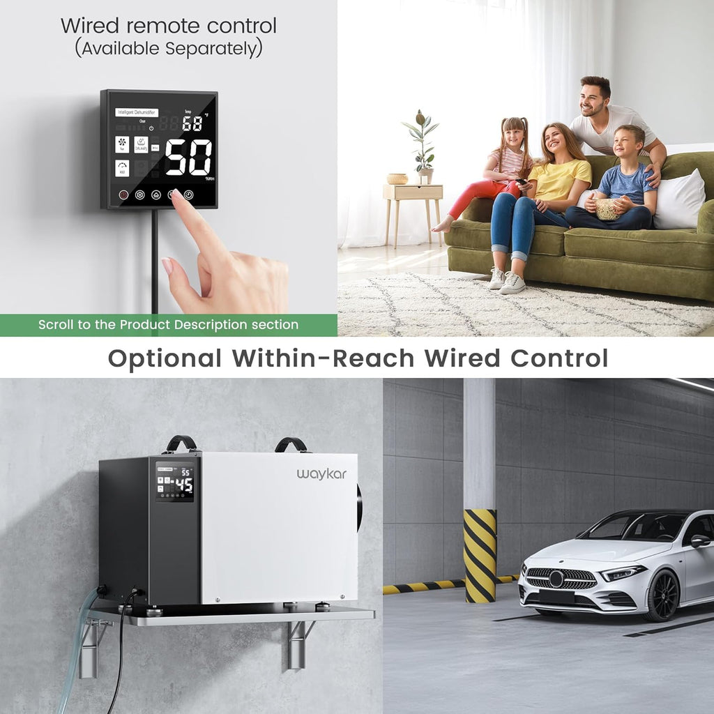 Waykar 125 Pint Dehumidifier - Smart Humidity Control for Basements & Crawl Spaces up to 6500 Sq Ft | Includes Pump & Drain Hose