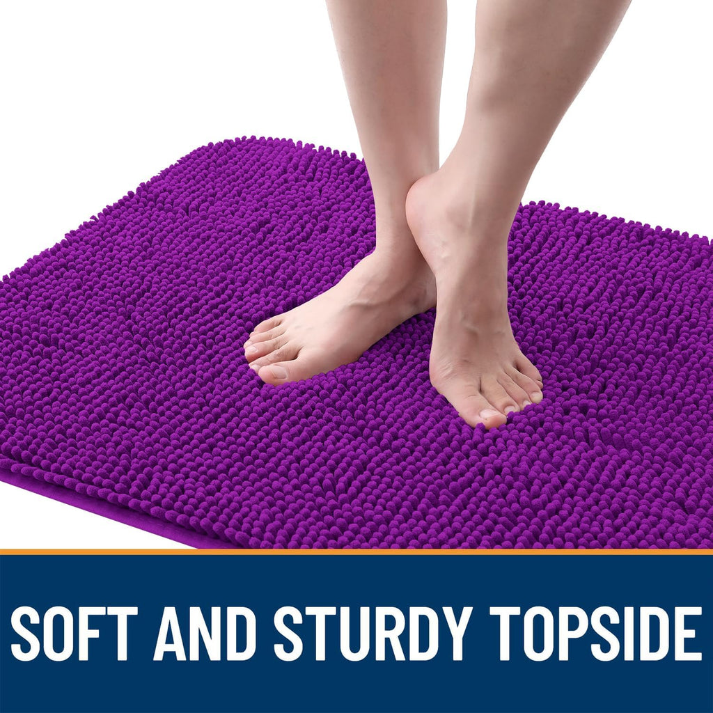 OLANLY Dog Door Mat - Absorbent Non-Slip Washable Chenille Mat for Muddy Paws | 36x24, Purple