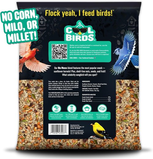 Cool Birds Wild Bird Seed - 100% Edible Shell-Free Blend with Real Fruit & Nuts | 10 lb No Waste Feeder Mix