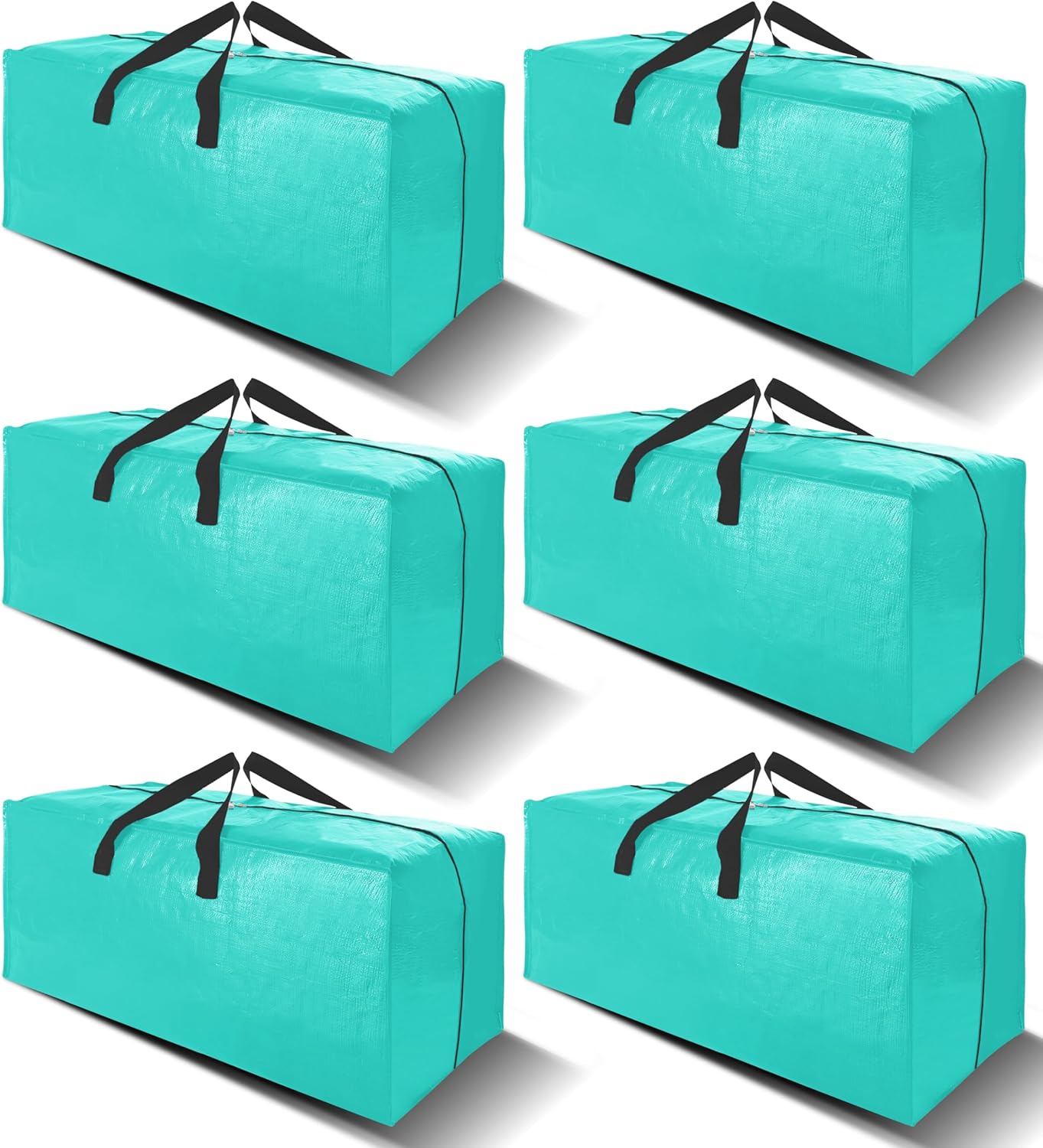 VELVETSURE Heavy Duty Large Moving Bags - 6 Pack with Backpack Straps & Strong Handles, Aquamarine