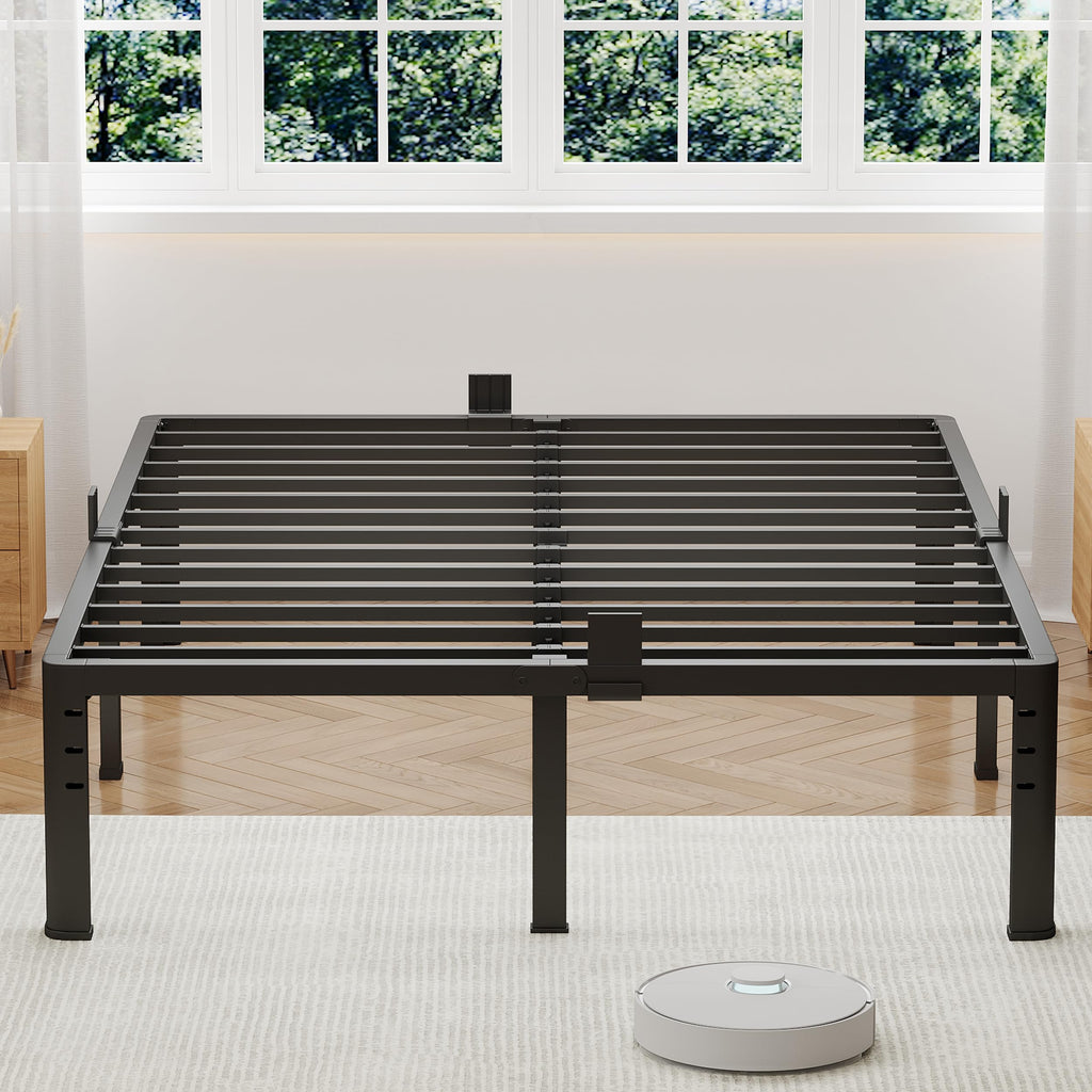 NKZ 14 Inch Queen Bed Frame, Sturdy Metal Platform with Round Corner Legs, 3,500 lbs Heavy Duty Steel Slat Support, Easy Assembly, Noise Free, No Box Spring Needed