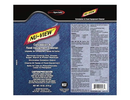NU-View Concession & Food Equipment & Multi-Purpose Cleaner, Removes Cooking Oil, Grease, Sugar, Starch & Protein Residues, 18 OZ