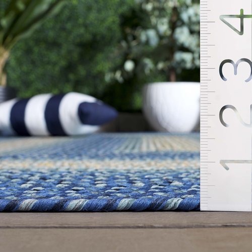 SAFAVIEH Washable Rug Outdoor Braided Collection - 2' x 3', Navy & Grey, Handmade & Reversible, Non-Shedding & Easy to Clean, Ideal for Entryway, Patio, Kitchen, Mudroom, Front Door (BRD311N)