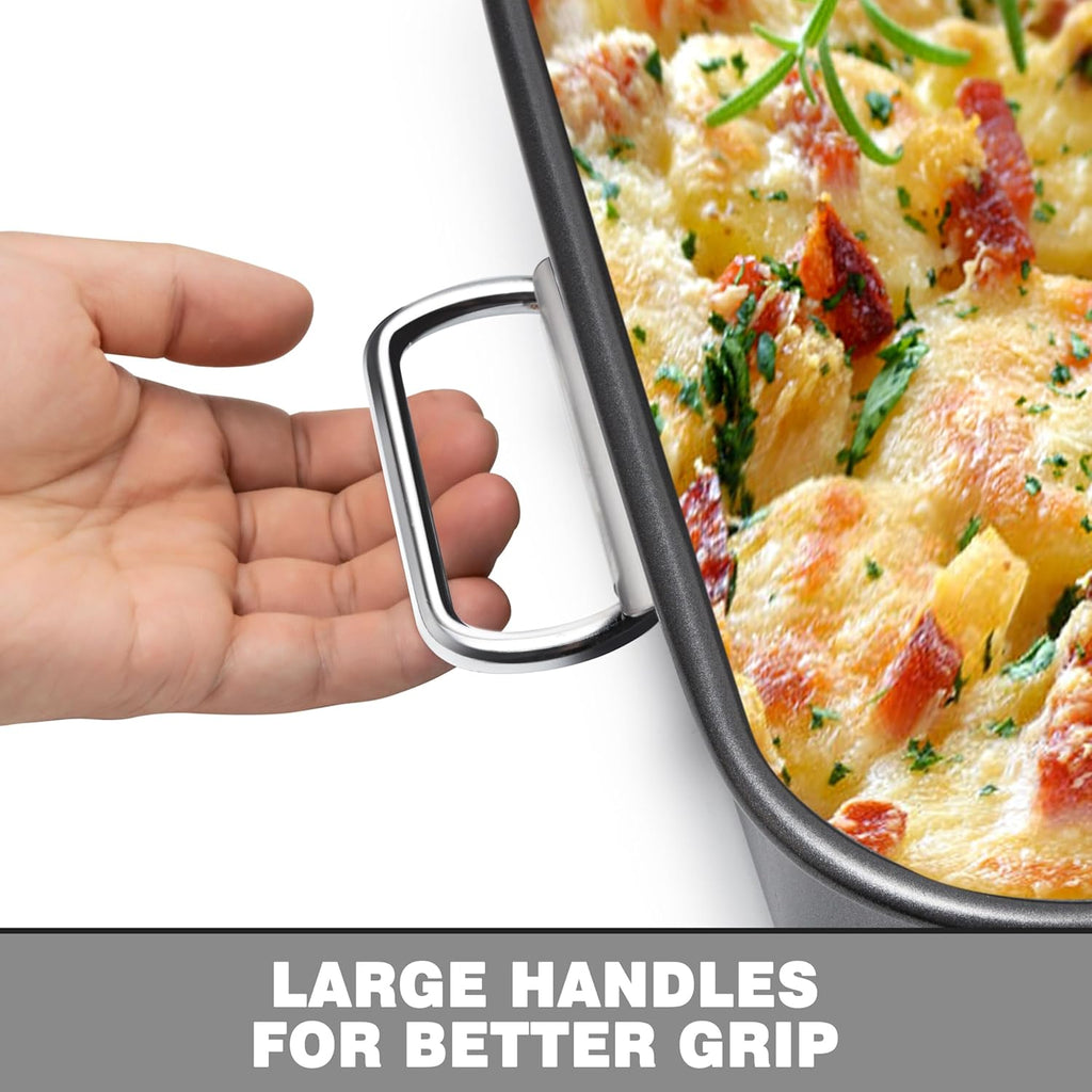 Tiawudi Lasagna Pan - Nonstick Rectangular Bakeware with Handles | 15x10x3 Inch Heavy-Duty Roasting Dish