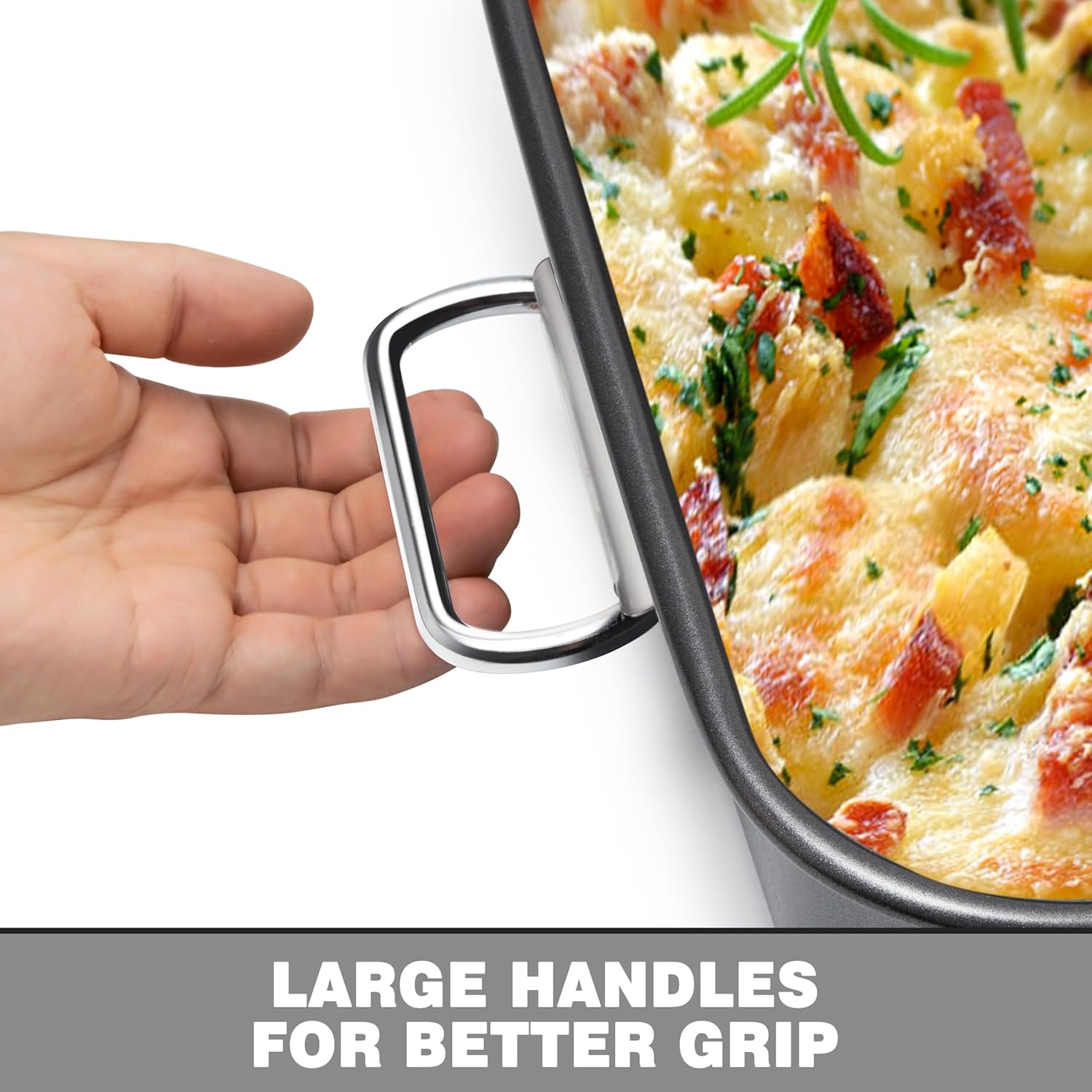 Tiawudi Lasagna Pan - Nonstick Rectangular Bakeware with Handles | 15x10x3 Inch Heavy-Duty Roasting Dish