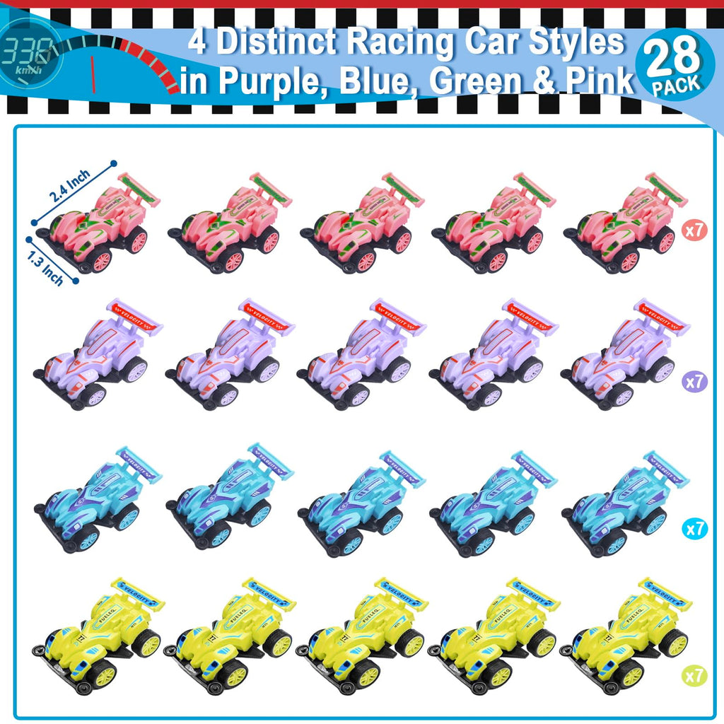 28 Pack Pull Back Cars and Trucks Toy, Small Cars Pull Back Racing Vehicles Set, Mini Toy Cars, for Toddlers, Kids Stocking Stuffers, Classroom Exchange Gifts, Gifts for Grandkids, Easter Basket
