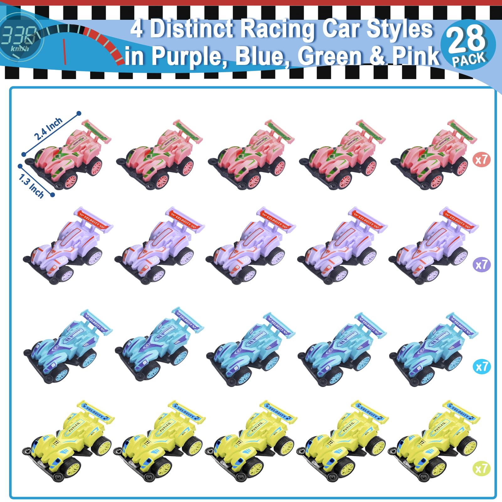 28 Pack Pull Back Cars and Trucks Toy, Small Cars Pull Back Racing Vehicles Set, Mini Toy Cars, for Toddlers, Kids Stocking Stuffers, Classroom Exchange Gifts, Gifts for Grandkids, Easter Basket