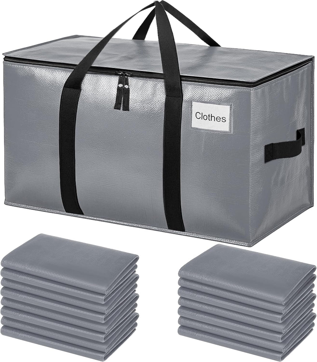 BAGAIL Extra Large Heavy Duty Moving Bags - Strong Handles for Easy Transport | 16 Pack in Grey