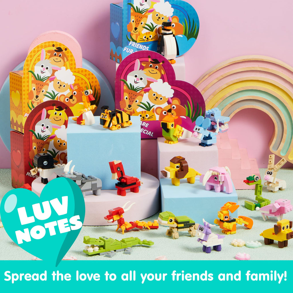 JOYIN 24 Packs Valentines Animal Building Blocks with Hearts Party Favors for Kids Valentine Classroom Prize, Classroom Gift Exchange School Rewards
