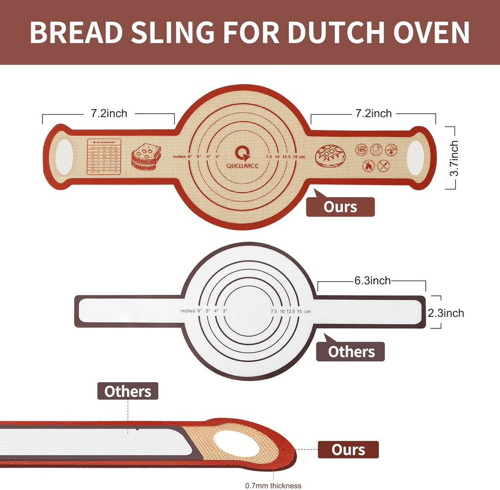 Skiennix Silicone Sourdough Bread Sling Mat - Non-Stick Baking Slings for Dutch Oven | 2-Pack, Durable & Reusable