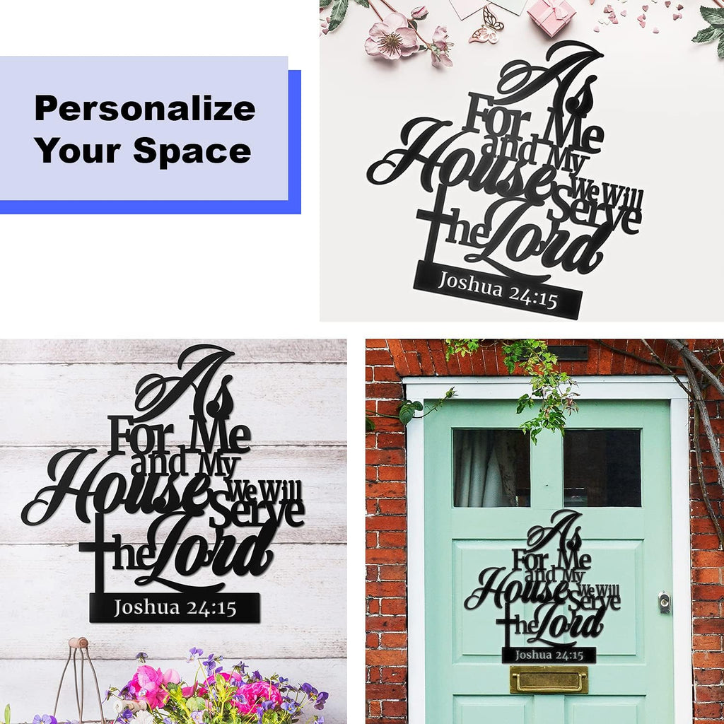 Vivegate Metal Bible Verse Wall Sign - "As For Me And My House" Christian Decor | Black 02