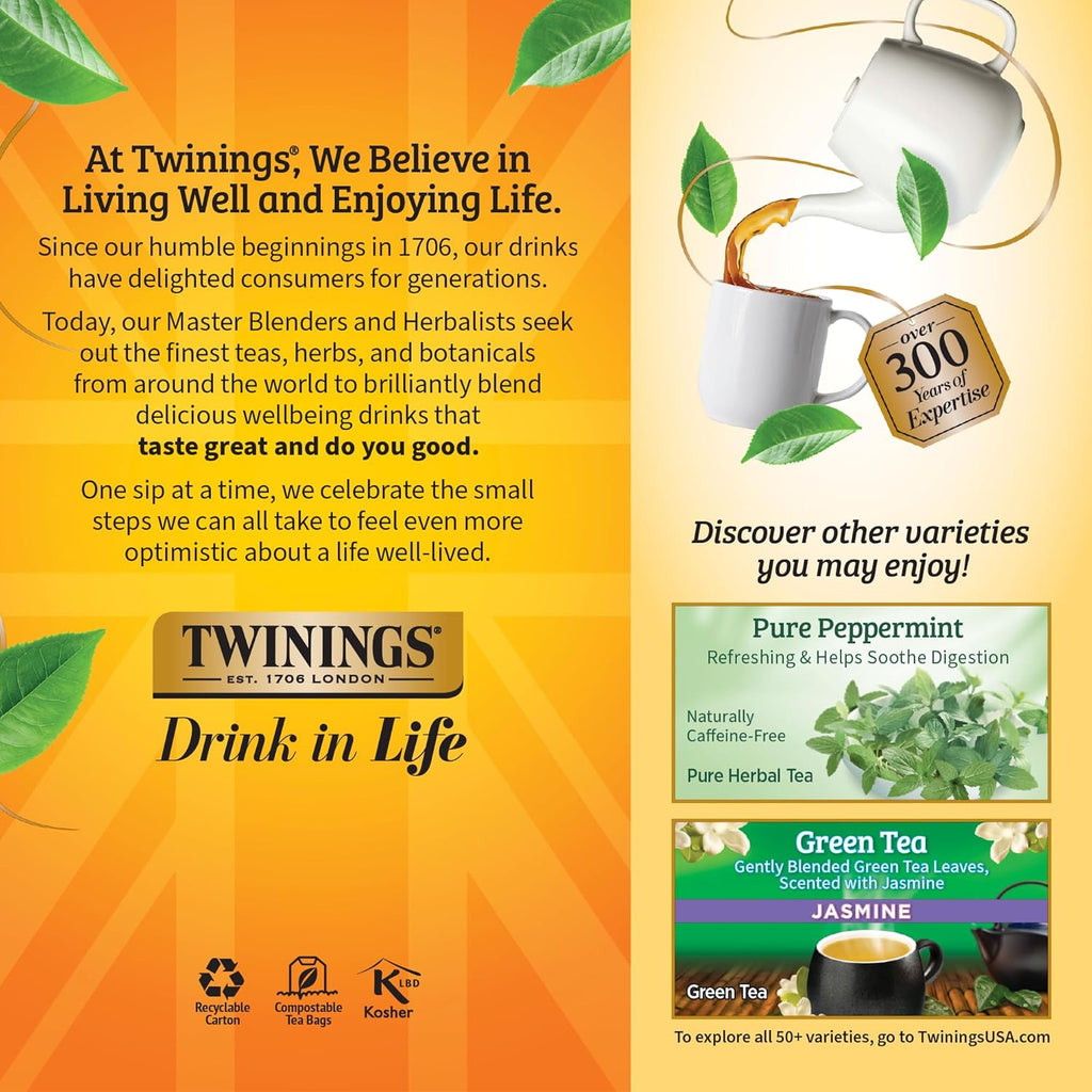 Twinings Lemon & Ginger Herbal Tea - Spicy Ginger & Lemon Peel | 150 Individually Wrapped Bags