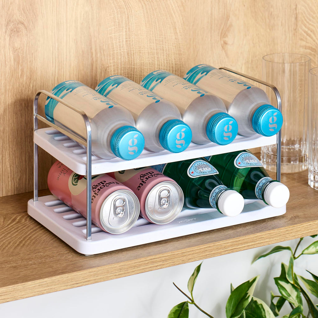 YouCopia UpSpace Water Bottle and Travel Mug Cabinet Organizer, Adjustable Storage Rack for 40 oz Stanley Tumblers, 6 Bottle Premium Edition