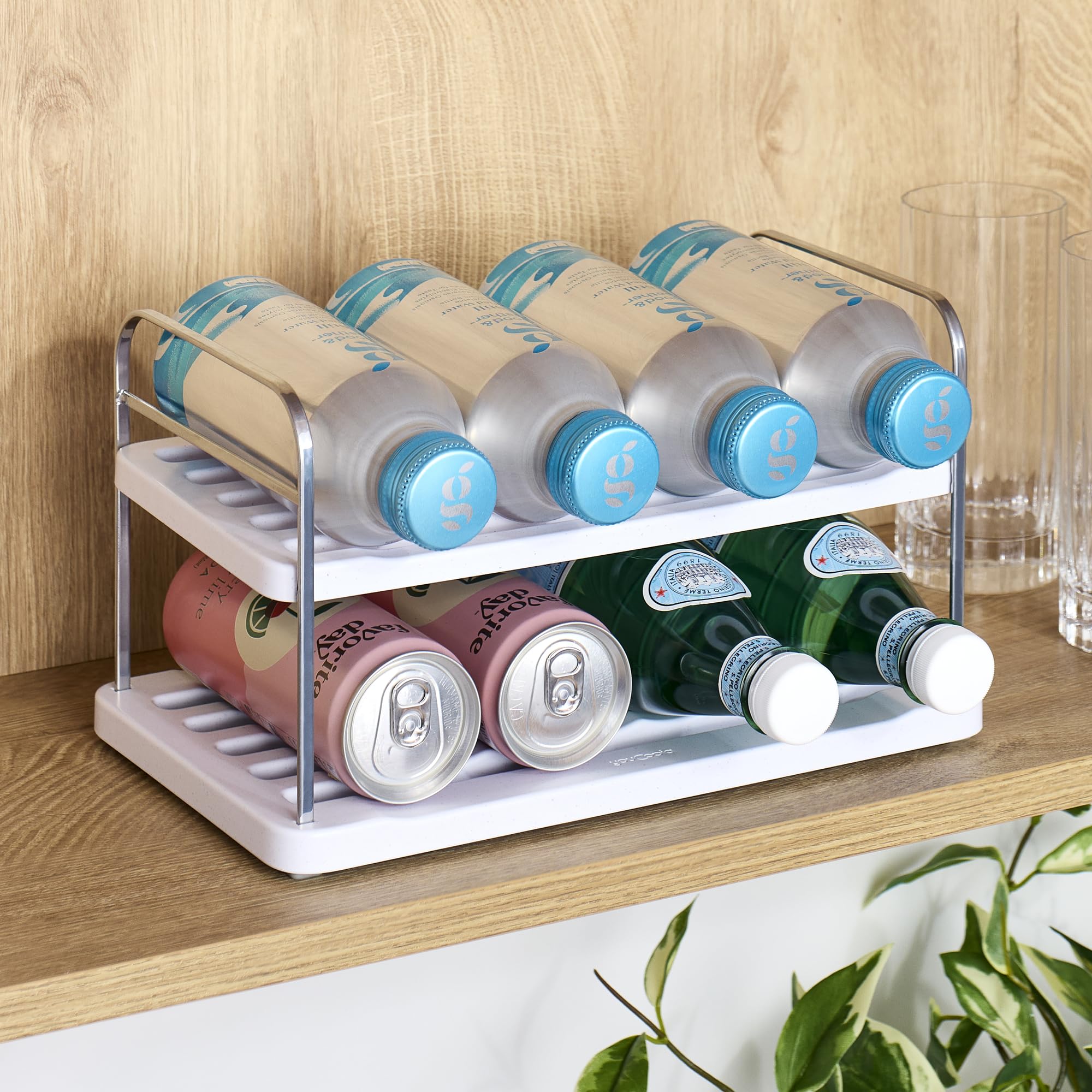 YouCopia UpSpace Water Bottle and Travel Mug Cabinet Organizer, Adjustable Storage Rack for 40 oz Stanley Tumblers, 6 Bottle Premium Edition