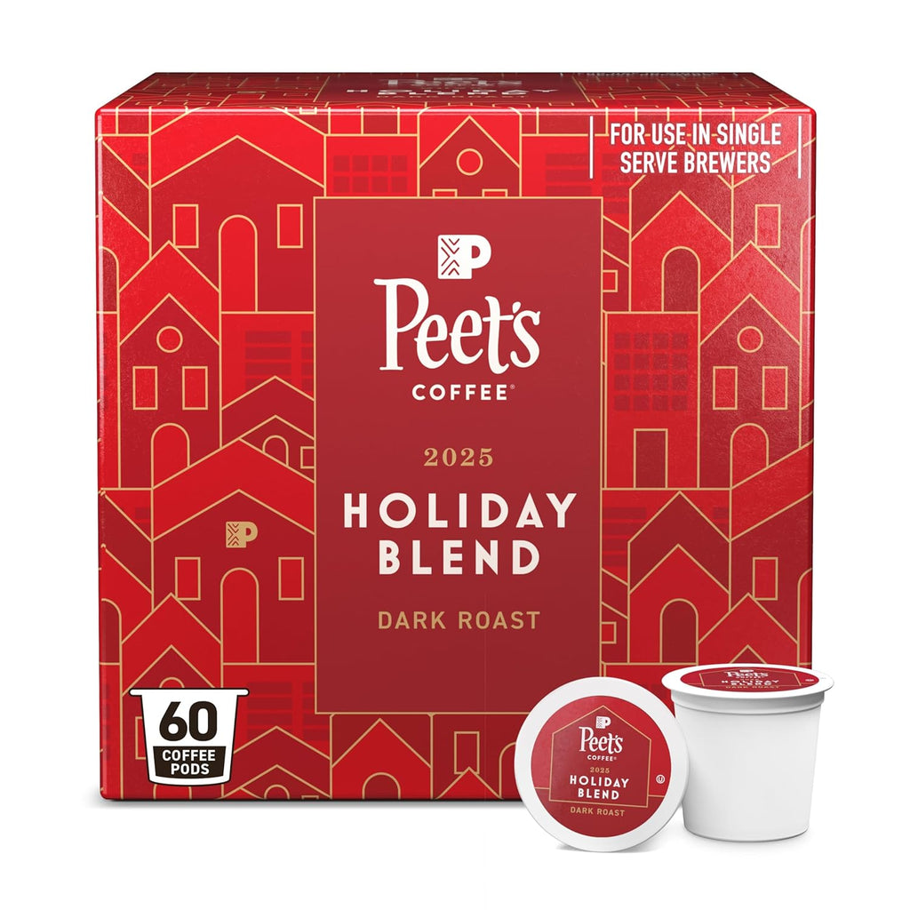 Peet's Coffee Dark Roast K-Cup Pods - 100% Arabica Holiday Blend, 60 Count (6 Boxes of 10 Pods)